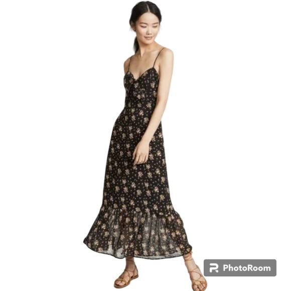 WAYF Retro Coq Y2k Babydoll Slip Dress Chiffon Floral TieKnot Lined Ruffle Hem M - Picture 2 of 16